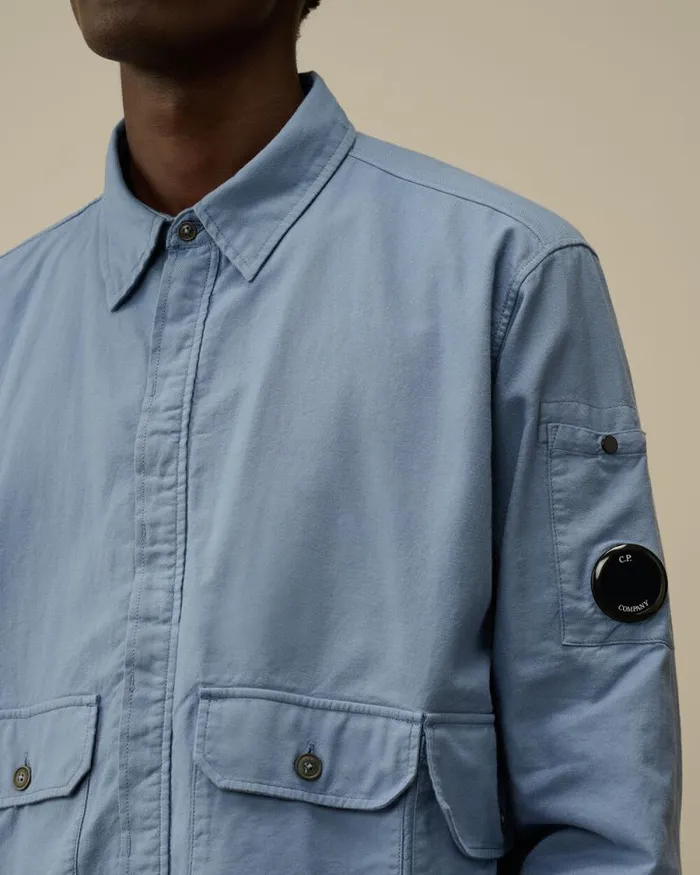 CP Company Overshirt Flannel Lined Overshirt Flint Stone Blue 8211 Man
