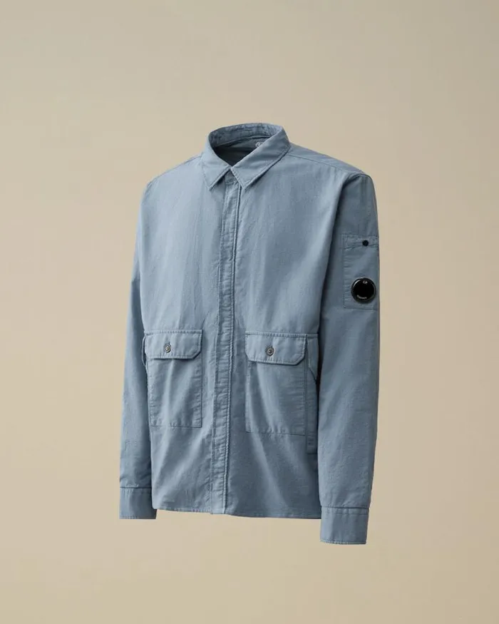 CP Company Overshirt Flannel Lined Overshirt Flint Stone Blue 8211 Man