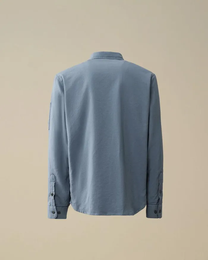 CP Company Overshirt Flannel Lined Overshirt Flint Stone Blue 8211 Man