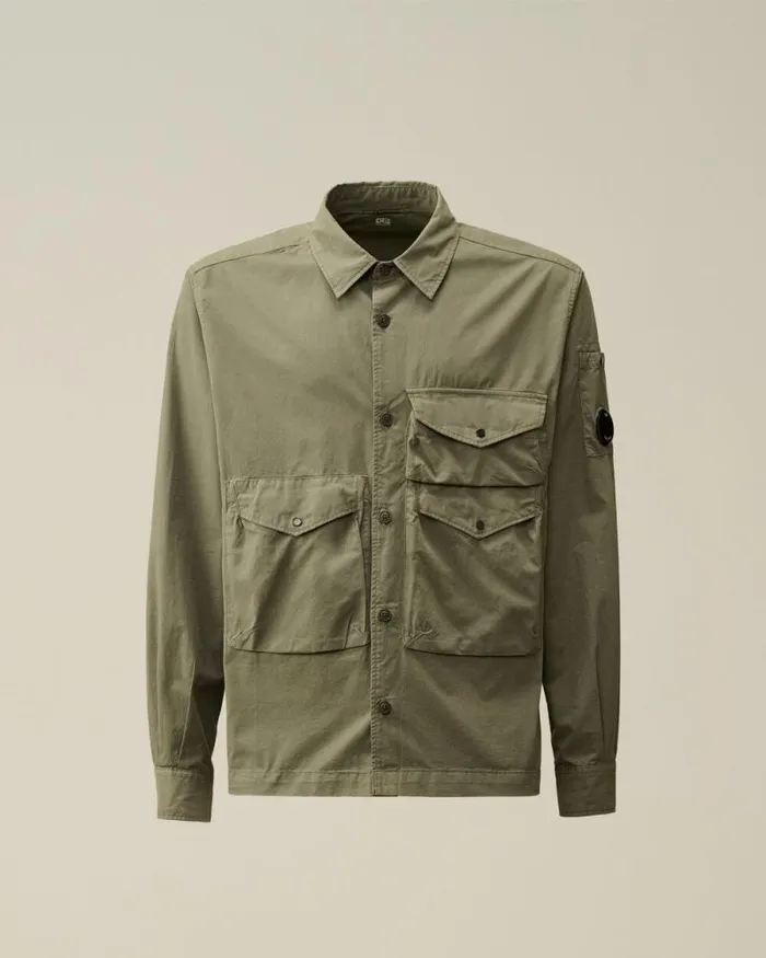 CP Company Overshirt Organic Gabardine Buttoned Utility Overshirt Grape Leaf Green 8211 Man CP Company Overshirt Organic Gabardine Buttoned Utility Overshirt Grape Leaf Green 8211 Man