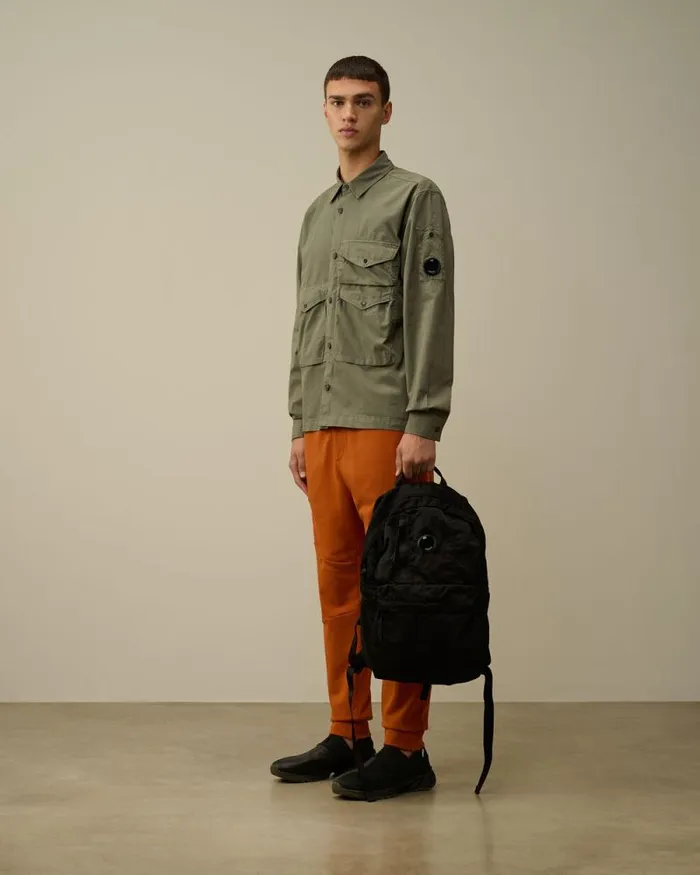 CP Company Overshirt Organic Gabardine Buttoned Utility Overshirt Grape Leaf Green 8211 Man