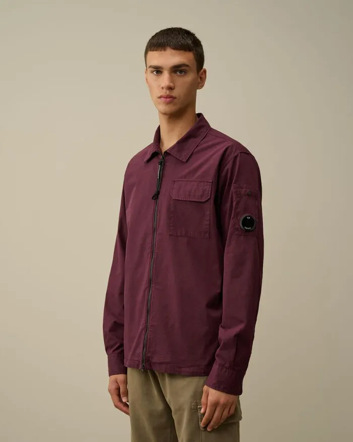 CP Company Overshirt Organic Gabardine Zipped Overshirt Potent Purple 8211 Man