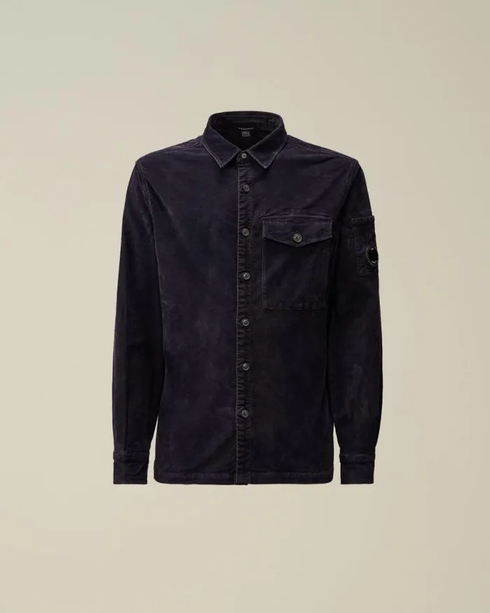 CP Company Shirt Corduroy Lens Buttoned Shirt Nightshade Purple 8211 Man