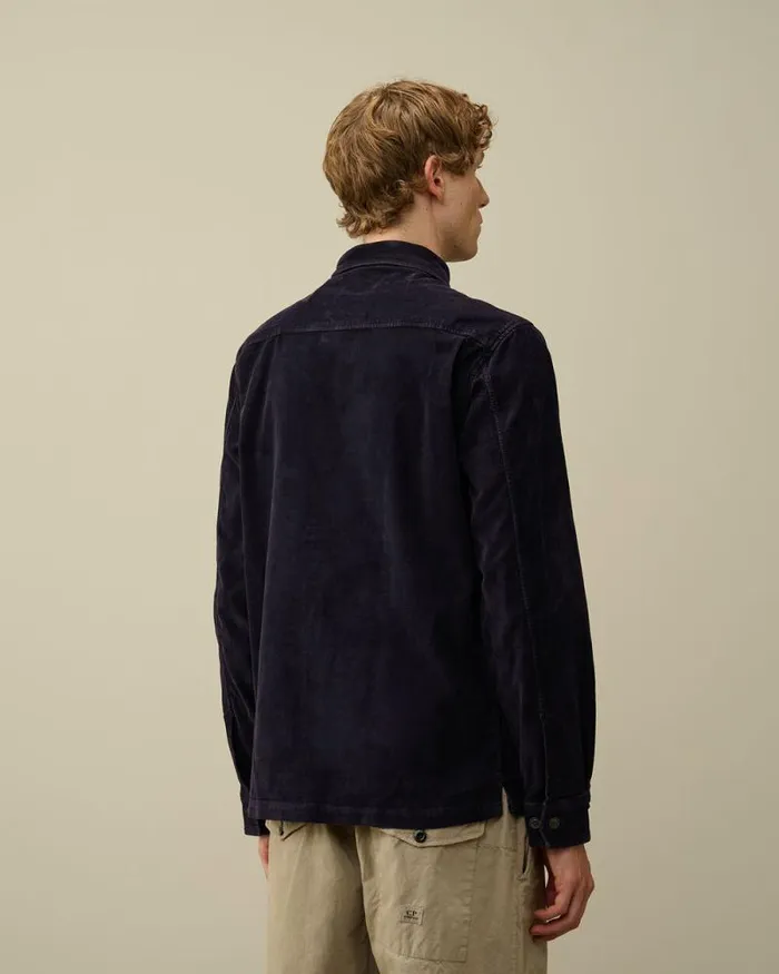 CP Company Shirt Corduroy Lens Buttoned Shirt Nightshade Purple 8211 Man
