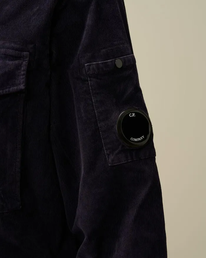 CP Company Shirt Corduroy Lens Buttoned Shirt Nightshade Purple 8211 Man