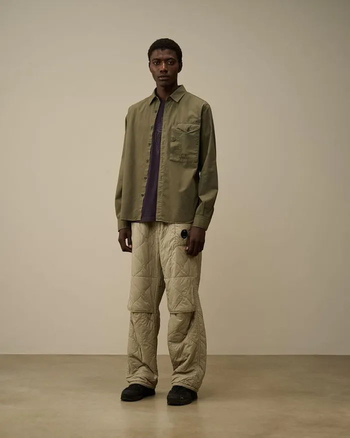 CP Company Shirt Emerized Popeline Buttoned Shirt Grape Leaf Green 8211 Man