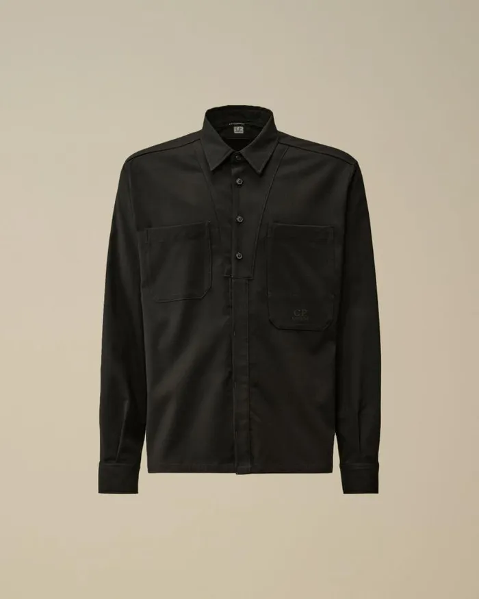 CP Company Shirt Wool Gabardine Shirt Black 8211 Man