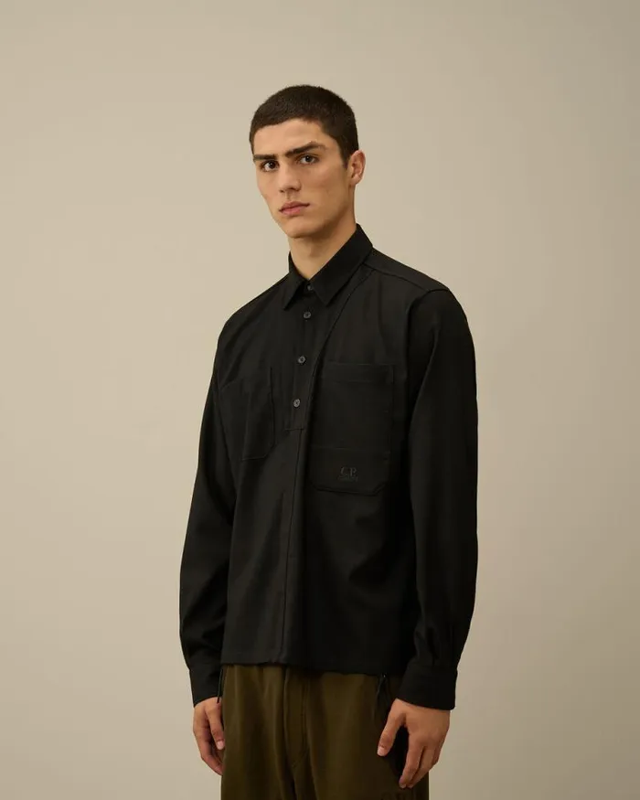 CP Company Shirt Wool Gabardine Shirt Black 8211 Man