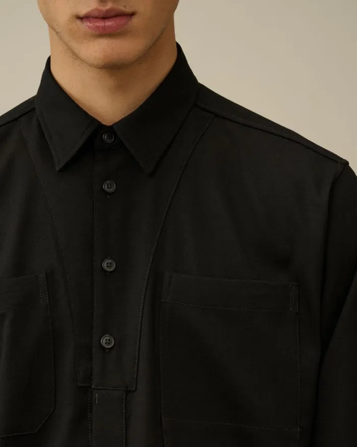 CP Company Shirt Wool Gabardine Shirt Black 8211 Man
