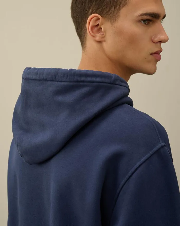 CP Company Sweatshirts Brushed And Emerized Diagonal Fleece Lens Hooded Sweatshirt Estate Blue 8211 Man