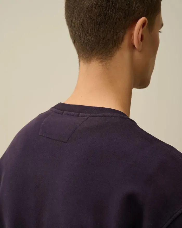 CP Company Sweatshirts Brushed And Emerized Diagonal Fleece Logo Crew Neck Sweatshirt Nightshade Purple 8211 Man