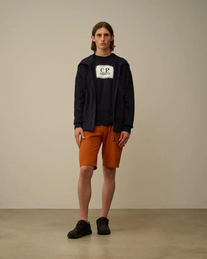 CP Company Sweatshirts Diagonal Raised Fleece Explorer Zipped Hooded Sweatshirt Total Eclipse Blue 8211 Man