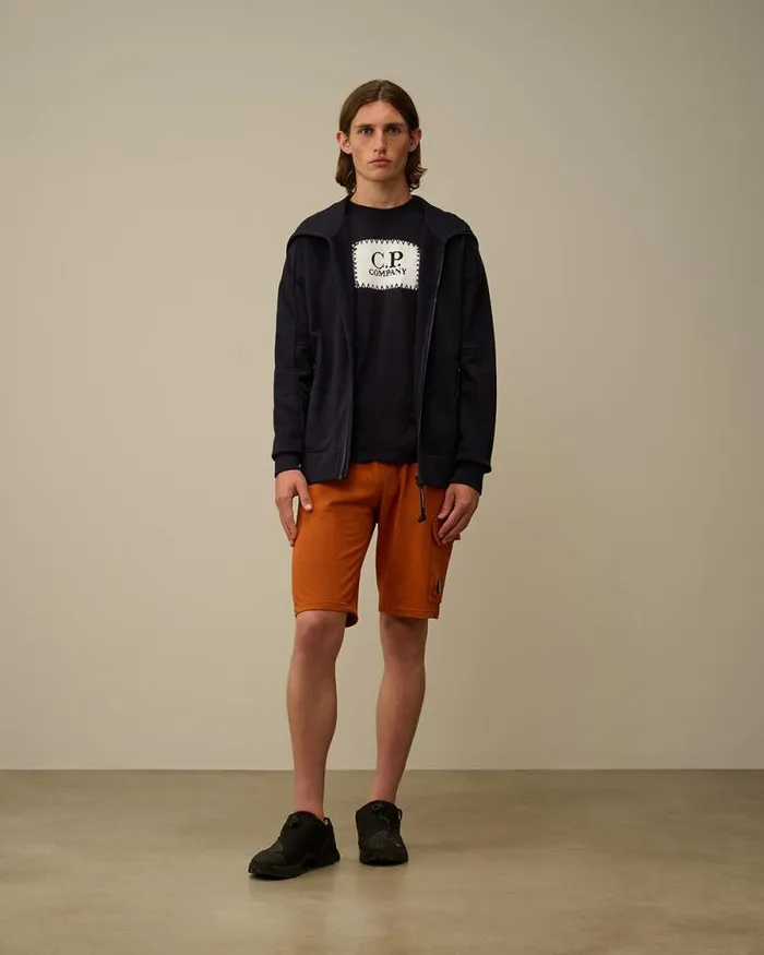 CP Company Sweatshirts Diagonal Raised Fleece Explorer Zipped Hooded Sweatshirt Total Eclipse Blue 8211 Man