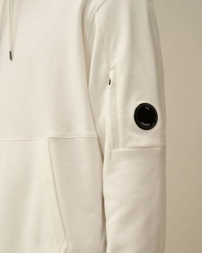 CP Company Sweatshirts Diagonal Raised Fleece Lens Hooded Sweatshirt Gauze White 8211 Man