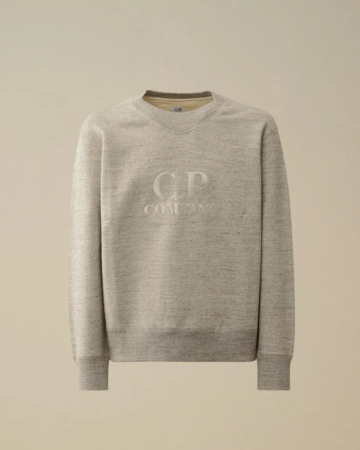 CP Company Sweatshirts Japanese Mlange Fleece Logo Crewneck Sweatshirt Greystone Melange 8211 Man CP Company Sweatshirts Japanese Mlange Fleece Logo Crewneck Sweatshirt Greystone Melange 8211 Man