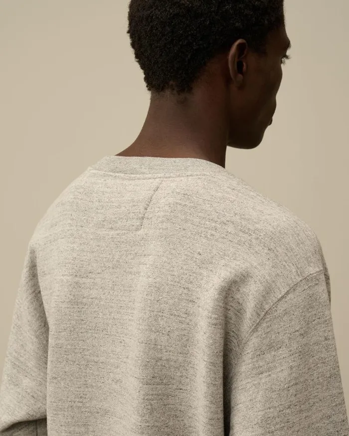 CP Company Sweatshirts Japanese Mlange Fleece Logo Crewneck Sweatshirt Greystone Melange 8211 Man