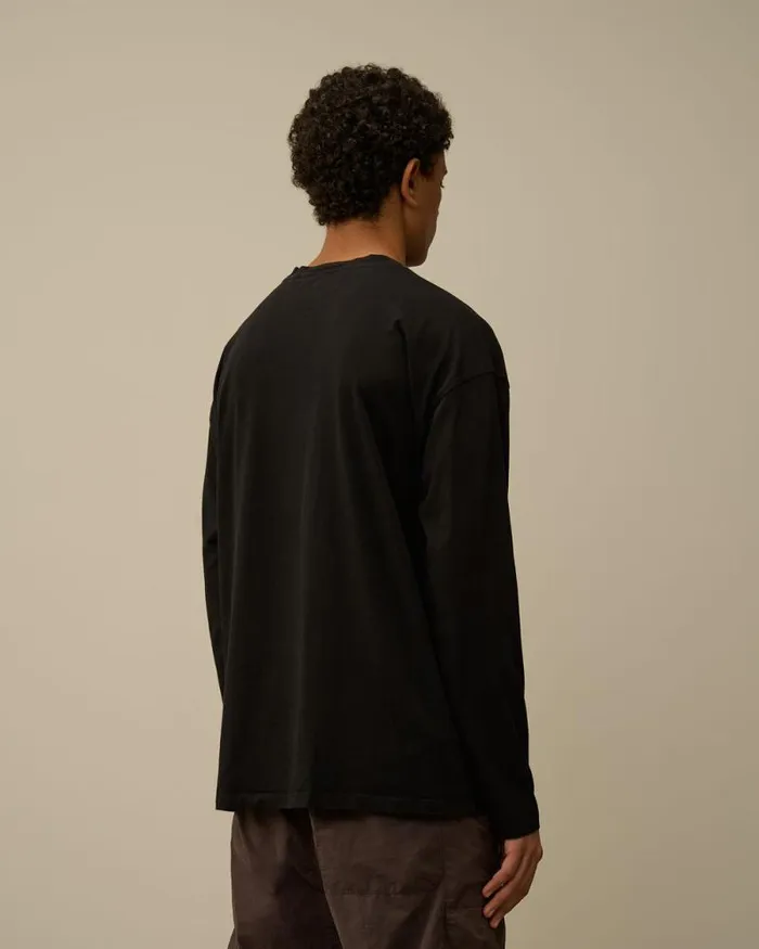 CP Company Tshirts and Polo Brushed Jersey Mixed Boxy Longsleeve TShirt Black 8211 Man