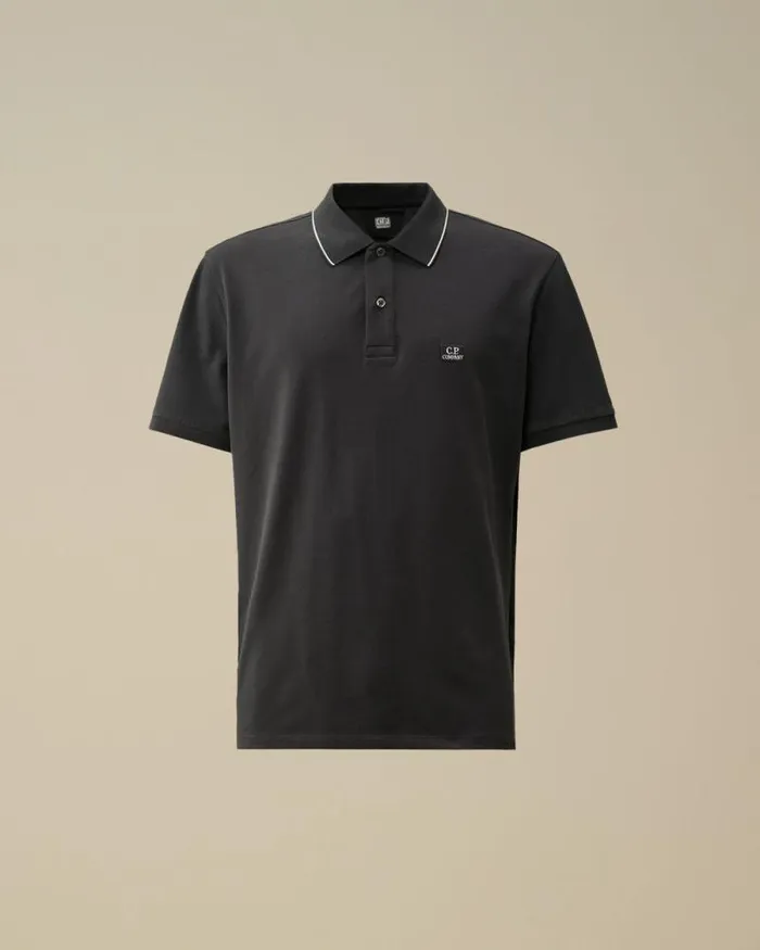CP Company Tshirts and Polo Stretch Piquet Striped Collar Polo Black Sand 8211 Man CP Company Tshirts and Polo Stretch Piquet Striped Collar Polo Black Sand 8211 Man