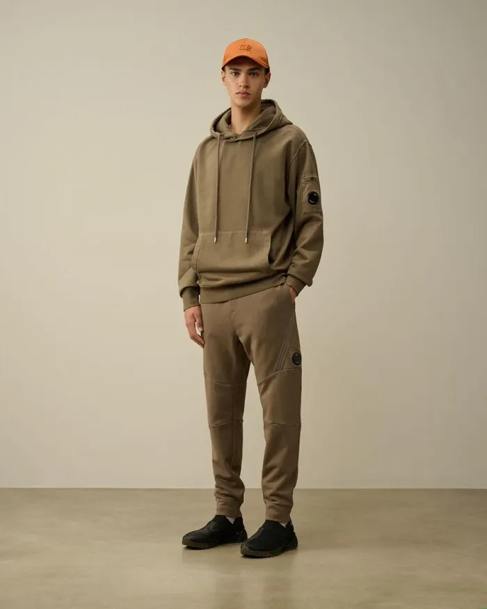 CP Company Tracksuits and Shorts Diagonal Raised Fleece Lens Sweatpants Walnut Beige 8211 Man