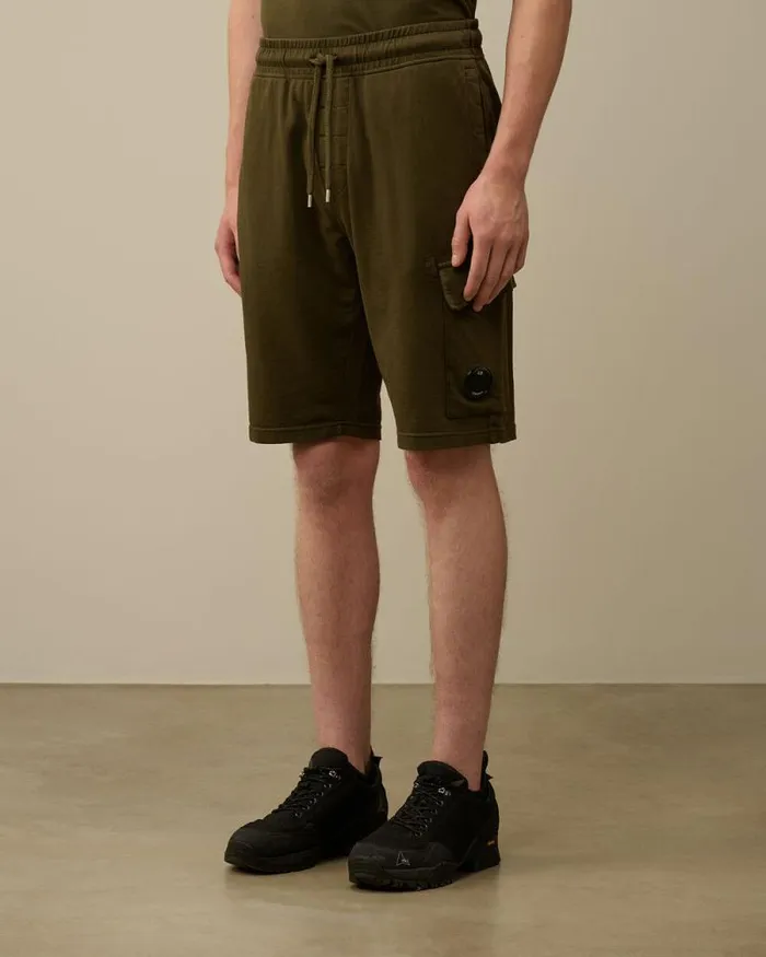 CP Company Tracksuits and Shorts Light Fleece Lens Shorts Ivy Green 8211 Man