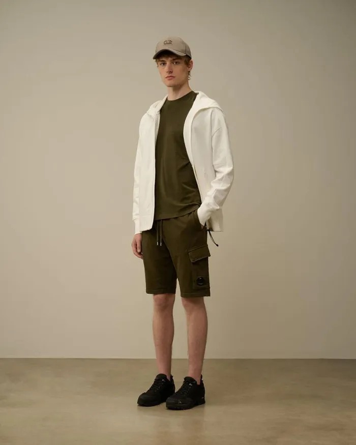 CP Company Tracksuits and Shorts Light Fleece Lens Shorts Ivy Green 8211 Man