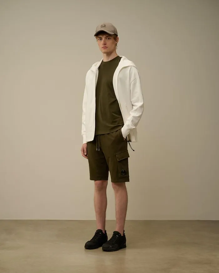 CP Company Tracksuits and Shorts Light Fleece Lens Shorts Ivy Green 8211 Man