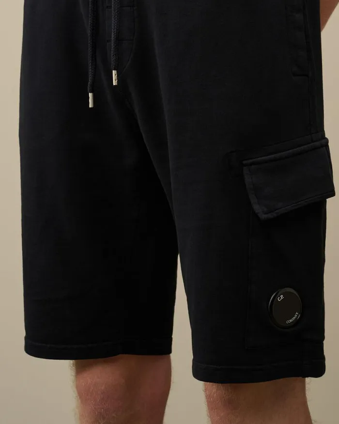 CP Company Tracksuits and Shorts Light Fleece Lens Shorts Total Eclipse Blue 8211 Man