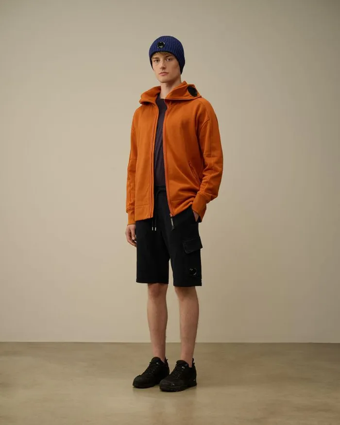 CP Company Tracksuits and Shorts Light Fleece Lens Shorts Total Eclipse Blue 8211 Man