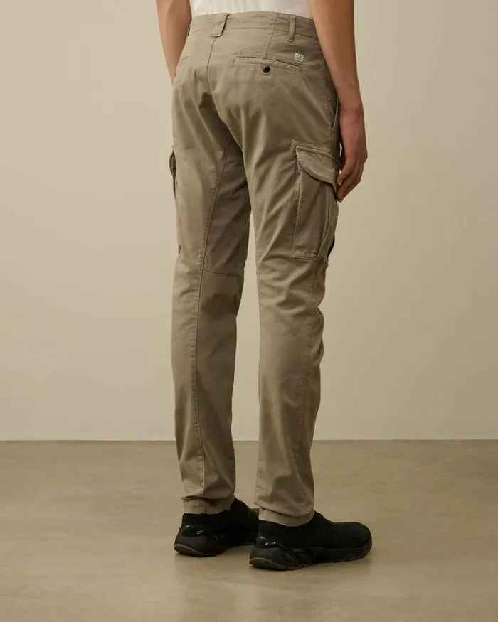 CP Company Trousers Stretch Sateen Ergonomic Lens Double Cargo Pants Vintage Khaki Beige 8211 Man