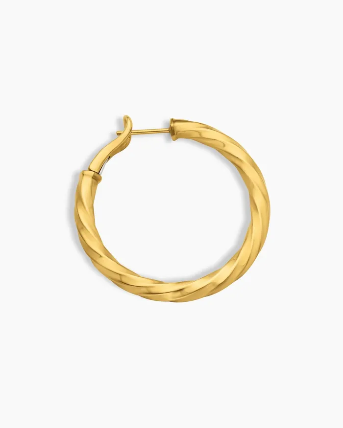 Cable Edge Hoop Earrings In 18K Yellow Gold 15in Women David Yurman Hoop Cable Edge Hoop Earrings In 18K Yellow Gold 15in Women David Yurman Hoop
