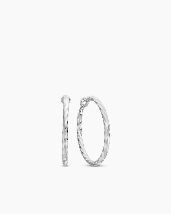 Cable Edge Hoop Earrings In Sterling Silver 2in Women David Yurman Hoop