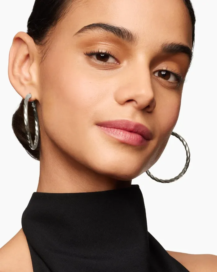 Cable Edge Hoop Earrings In Sterling Silver 2in Women David Yurman Hoop Cable Edge Hoop Earrings In Sterling Silver 2in Women David Yurman Hoop