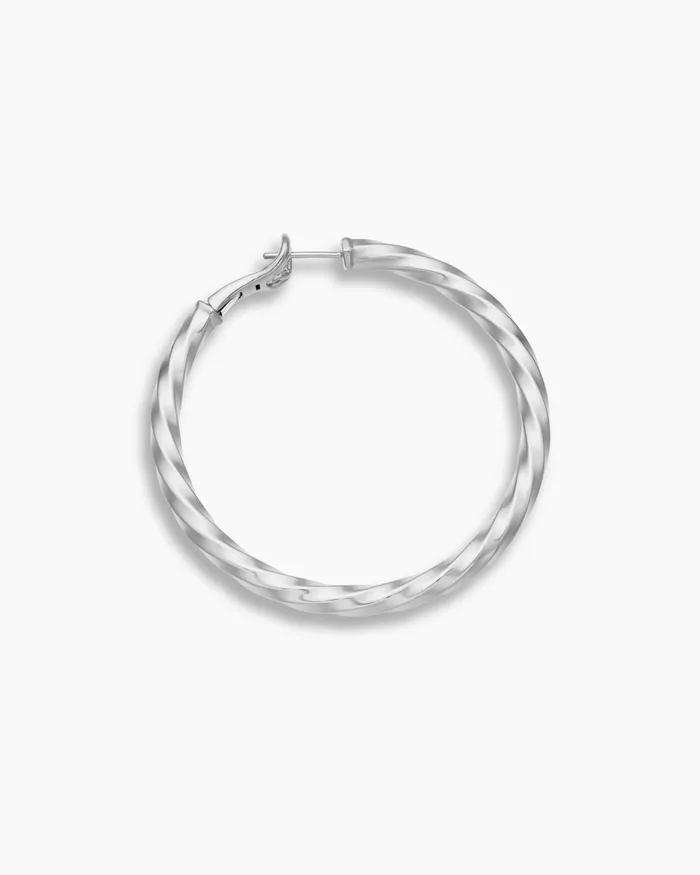 Cable Edge Hoop Earrings In Sterling Silver 2in Women David Yurman Hoop Cable Edge Hoop Earrings In Sterling Silver 2in Women David Yurman Hoop