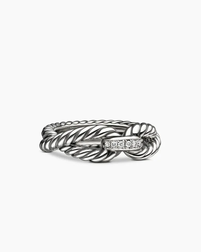 Cable Loop Band Ring In Sterling Silver With Diamonds 7mm Women David Yurman Band Cable Loop Band Ring In Sterling Silver With Diamonds 7mm Women David Yurman Band