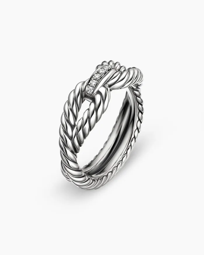 Cable Loop Band Ring In Sterling Silver With Diamonds 7mm Women David Yurman Band Cable Loop Band Ring In Sterling Silver With Diamonds 7mm Women David Yurman Band