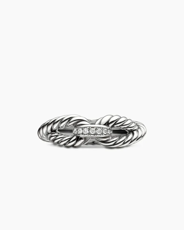 Cable Loop Band Ring In Sterling Silver With Diamonds 7mm Women David Yurman Band Cable Loop Band Ring In Sterling Silver With Diamonds 7mm Women David Yurman Band