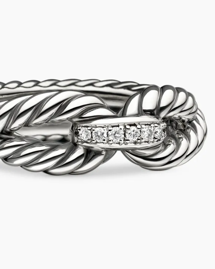 Cable Loop Band Ring In Sterling Silver With Diamonds 7mm Women David Yurman Band Cable Loop Band Ring In Sterling Silver With Diamonds 7mm Women David Yurman Band