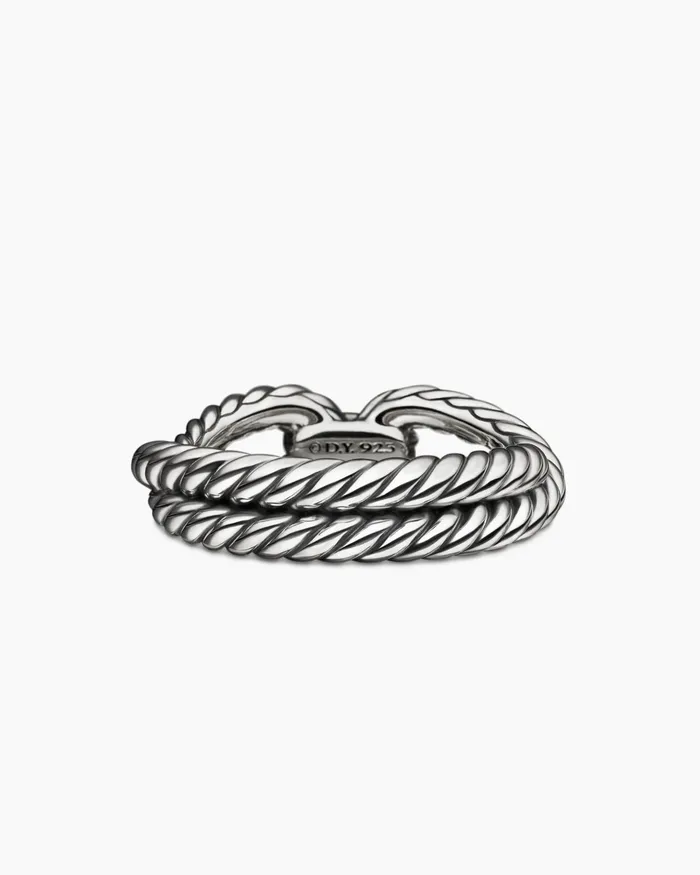 Cable Loop Band Ring In Sterling Silver With Diamonds 7mm Women David Yurman Band Cable Loop Band Ring In Sterling Silver With Diamonds 7mm Women David Yurman Band