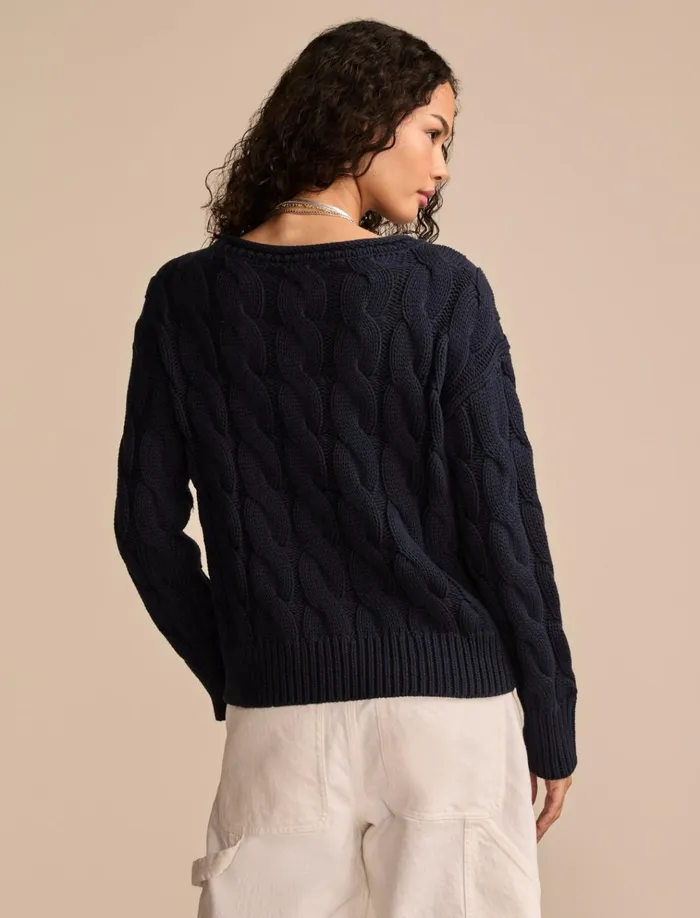 Cable Sweater Pullover Cadet Navy Women Lucky Brand Sweaters and Sweatshirts