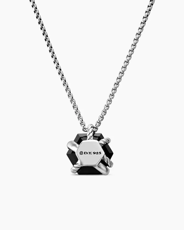 Cable Wrap Necklace In Sterling Silver With Black Onyx And Diamonds 125mm Women David Yurman Pendant Cable Wrap Necklace In Sterling Silver With Black Onyx And Diamonds 125mm Women David Yurman Pendant