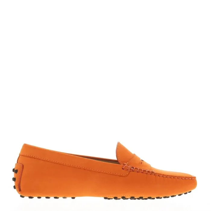 Carl Scarpa Domenica Orange Nubuck Suede Penny Loafers Women Suede Loafers