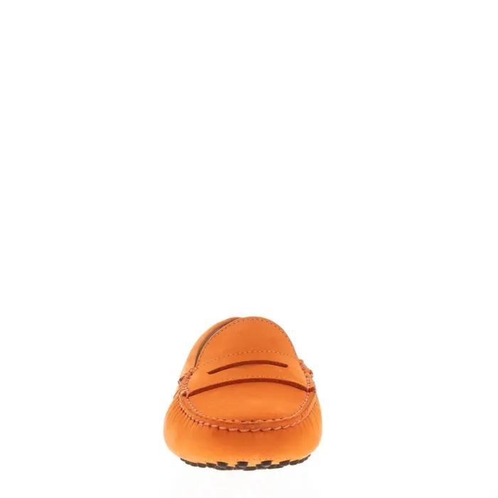 Carl Scarpa Domenica Orange Nubuck Suede Penny Loafers Women Suede Loafers