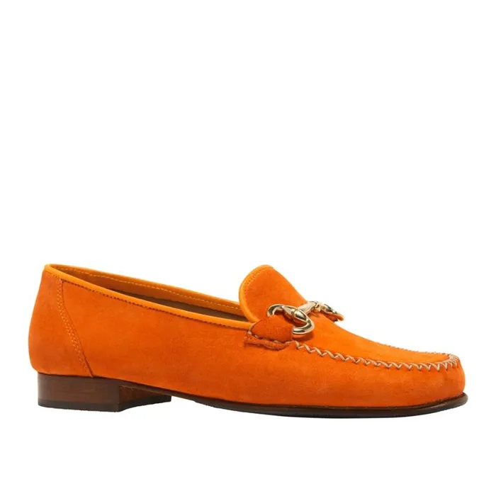 Carl Scarpa Rochette Orange Suede Snaffle Loafers Women Bestselling