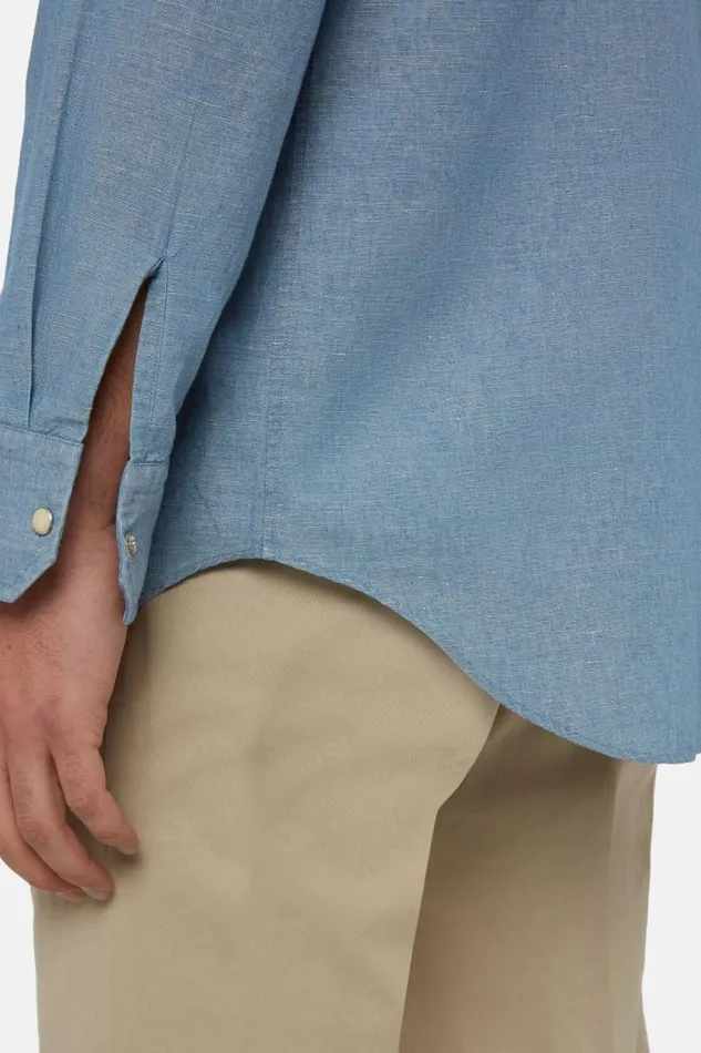 Casual Shirts Men Boggi Milano Regular Fit Cotton And Linen Denim Shirt Indigo Casual Shirts Men Boggi Milano Regular Fit Cotton And Linen Denim Shirt Indigo