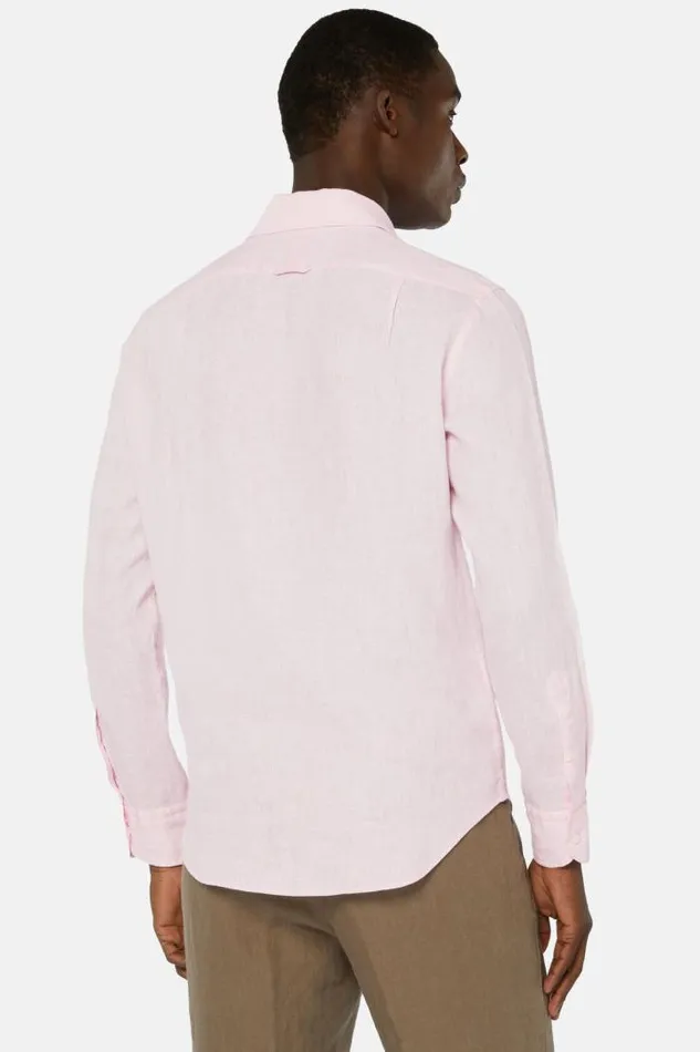 Casual Shirts Men Boggi Milano Regular Fit Pink Linen Shirt Pink Casual Shirts Men Boggi Milano Regular Fit Pink Linen Shirt Pink