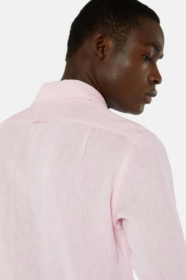 Casual Shirts Men Boggi Milano Regular Fit Pink Linen Shirt Pink Casual Shirts Men Boggi Milano Regular Fit Pink Linen Shirt Pink