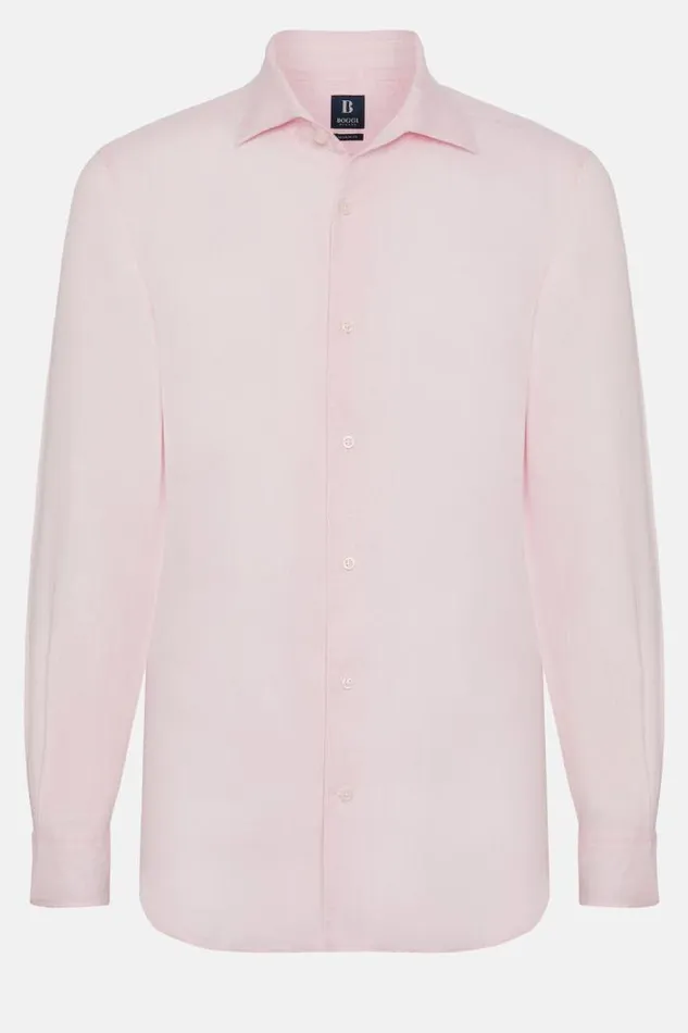 Casual Shirts Men Boggi Milano Regular Fit Pink Linen Shirt Pink Casual Shirts Men Boggi Milano Regular Fit Pink Linen Shirt Pink