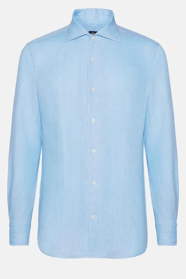 Casual Shirts Men Boggi Milano Regular Fit Sky Blue Linen Shirt Light Blu Casual Shirts Men Boggi Milano Regular Fit Sky Blue Linen Shirt Light Blu