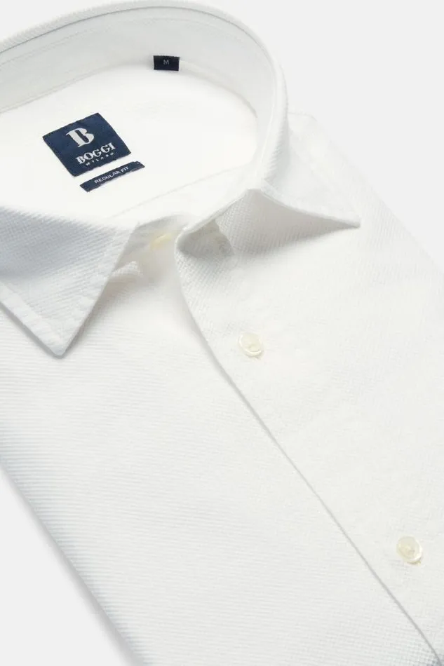 Casual Shirts Men Boggi Milano Regular Fit White Cotton Shirt White Casual Shirts Men Boggi Milano Regular Fit White Cotton Shirt White