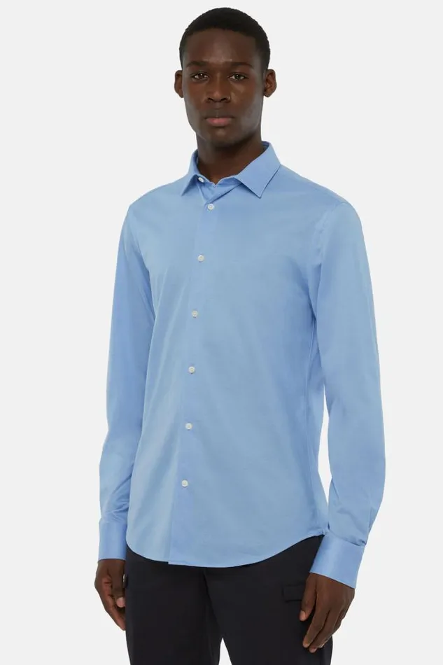 Casual Shirts Men Boggi Milano Slim Fit Blue Shirt In Cotton And COOLMAX Light Blu Casual Shirts Men Boggi Milano Slim Fit Blue Shirt In Cotton And COOLMAX Light Blu